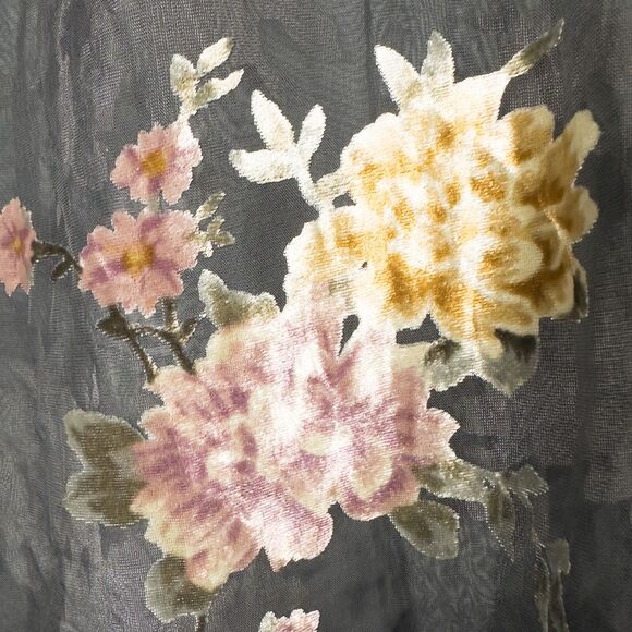 A New Day Floral Velvet Burnout Mesh Pullover Womens Large Sheer Whimsigoth - Picture 5 of 14